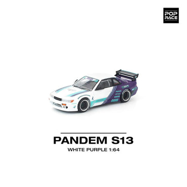 Pop Race Pandem S13 White Purple 1:64 Diecast Car PR640455