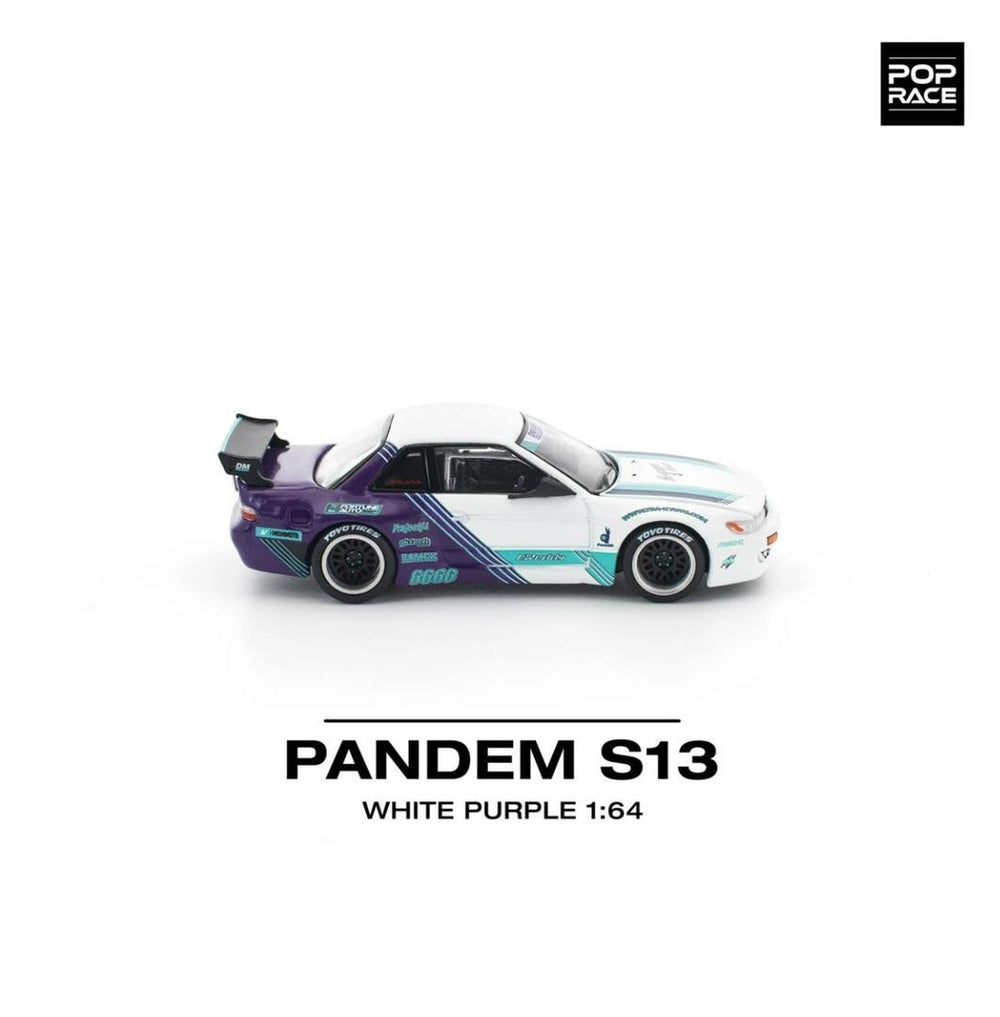 Pop Race Pandem S13 White Purple 1:64 Diecast Car PR640455