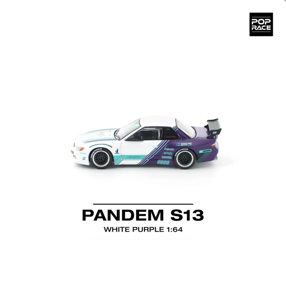 Pop Race Pandem S13 White Purple 1:64 Diecast Car PR640455