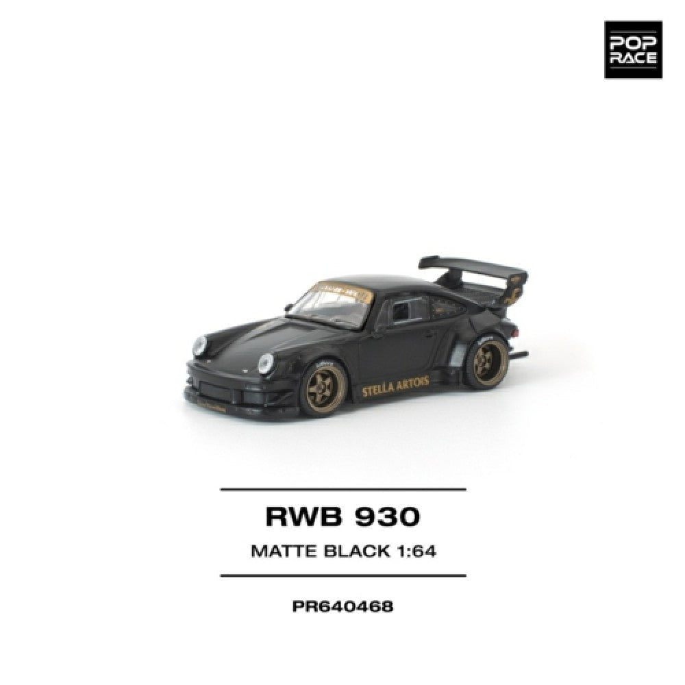 Pop Race RWB 930 Matte Black Stella Artois New Tooling 1:64 Car PR640468