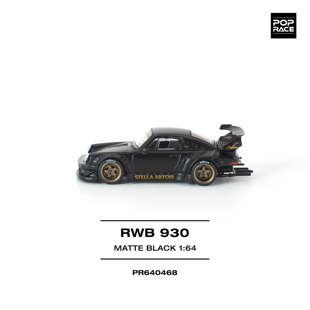 Pop Race RWB 930 Matte Black Stella Artois New Tooling 1:64 Car PR640468