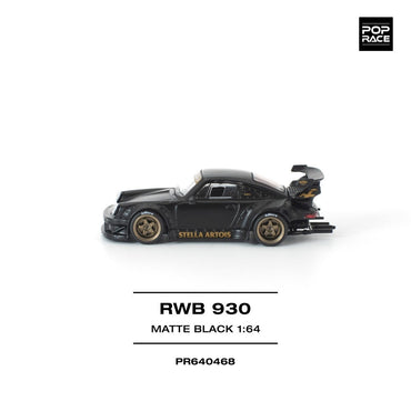 Pop Race RWB 930 Matte Black Stella Artois New Tooling 1:64 Car PR640468