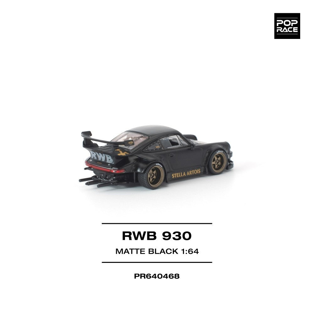 Pop Race RWB 930 Matte Black Stella Artois New Tooling 1:64 Car PR640468