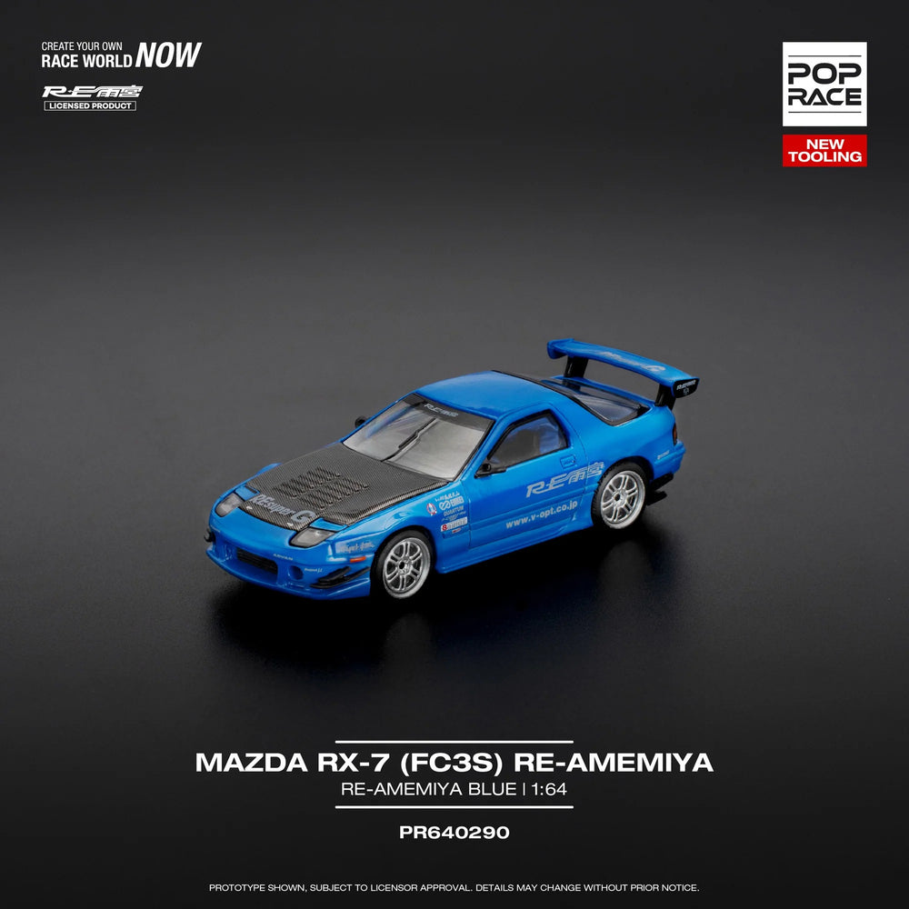 Pop Race Mazda RX-7 FC3S RE-Amemiya Blue AS 2026 1:64 Diecast Model 640470