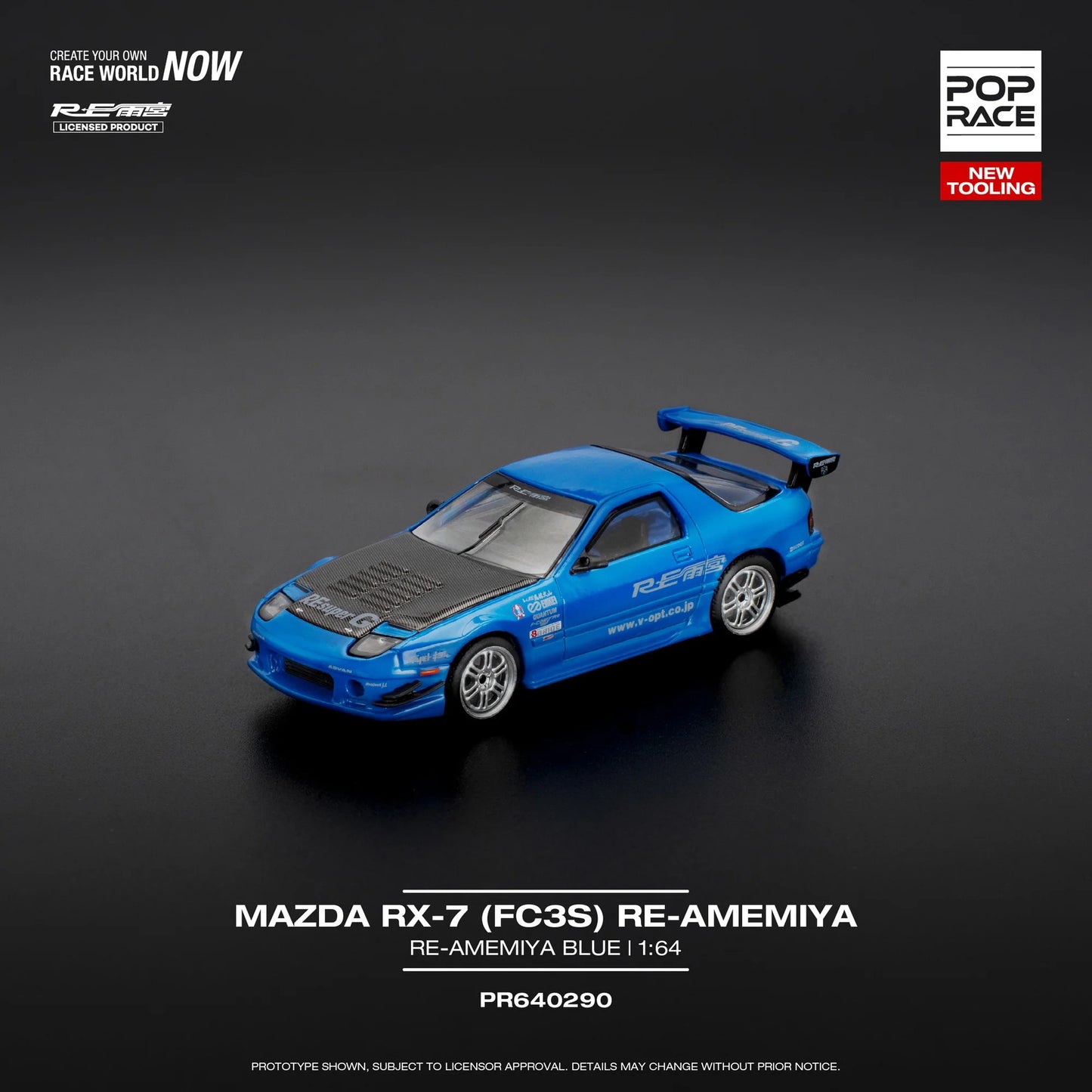 Pop Race Mazda RX-7 FC3S RE-Amemiya Blue AS 2026 1:64 Diecast Model 640470