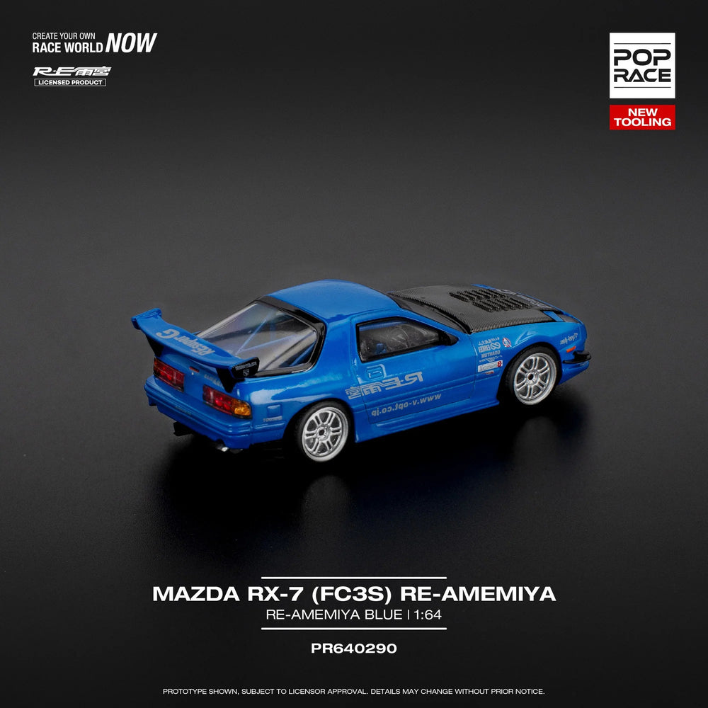 Pop Race Mazda RX-7 FC3S RE-Amemiya Blue AS 2026 1:64 Diecast Model 640470