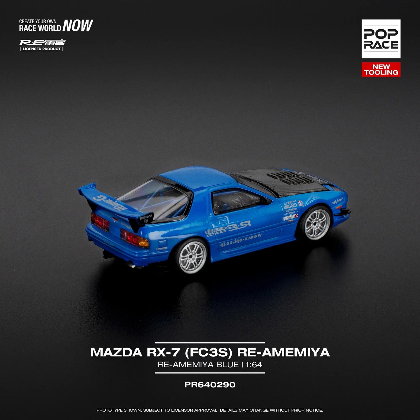 Pop Race Mazda RX-7 FC3S RE-Amemiya Blue AS 2026 1:64 Diecast Model 640470