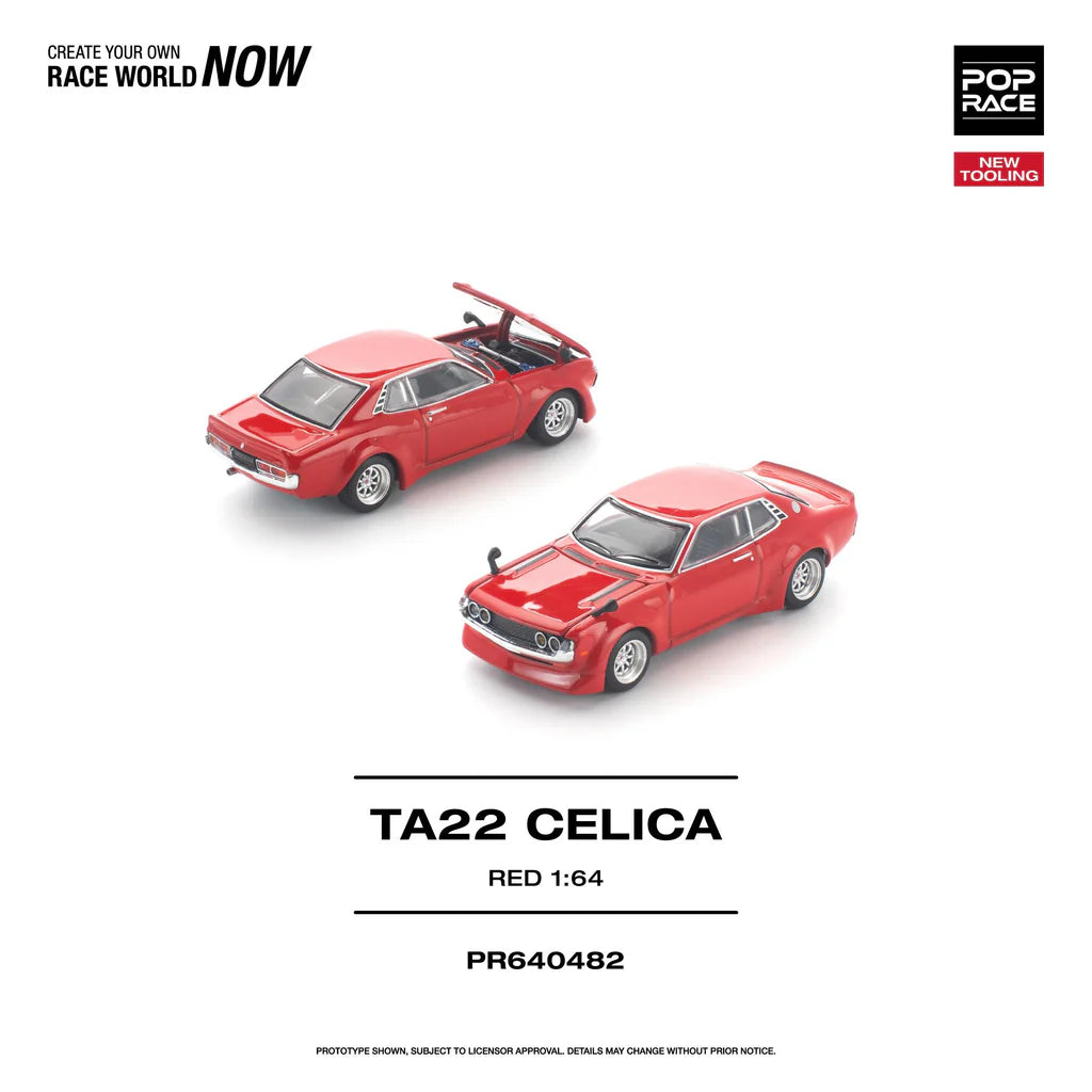 Pop Race TA22 Celica Red New Tooling 1:64 Diecast Car PR640482