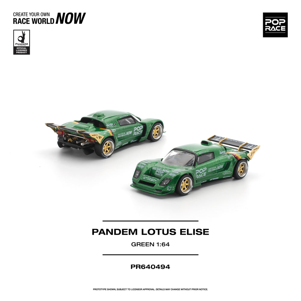 Pop Race Pandem Lotus Elise Green 1:64 Diecast Model 640494
