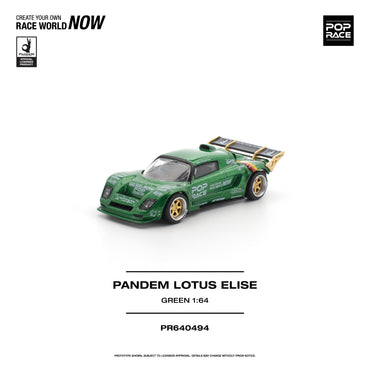 Pop Race Pandem Lotus Elise Green 1:64 Diecast Model 640494