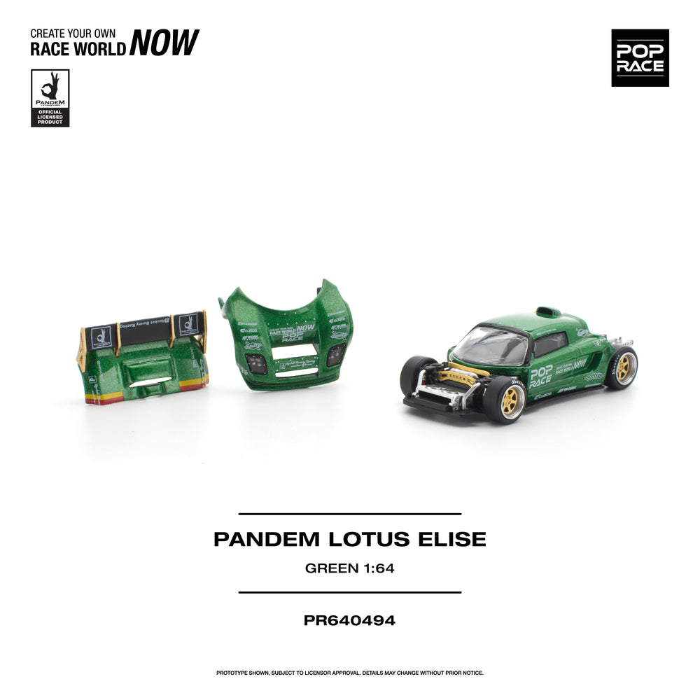 Pop Race Pandem Lotus Elise Green 1:64 Diecast Model 640494