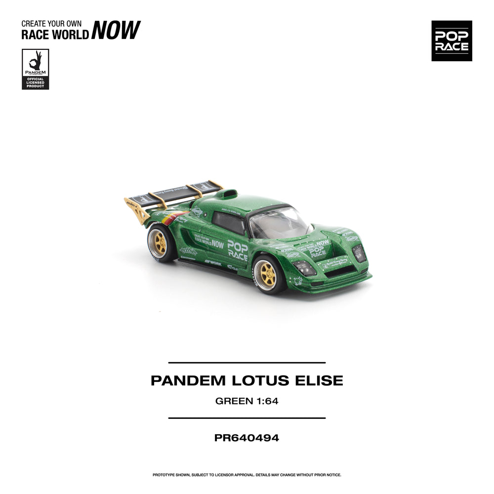 Pop Race Pandem Lotus Elise Green 1:64 Diecast Model 640494