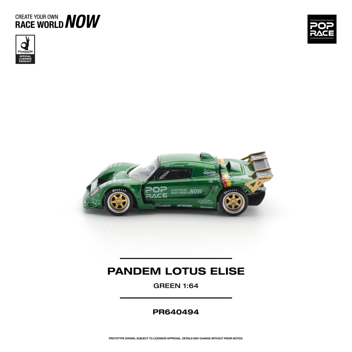 Pop Race Pandem Lotus Elise Green 1:64 Diecast Model 640494