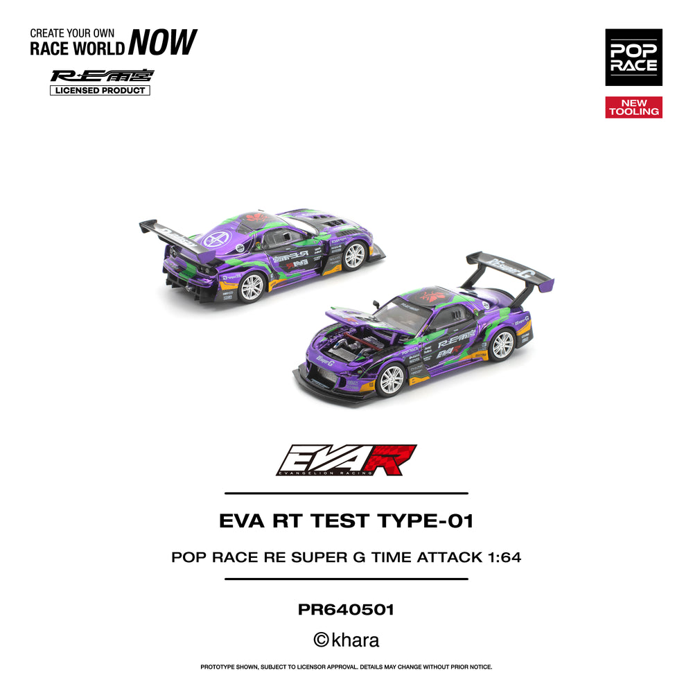 Pop Race EVA RT Test Type-01 RE Super G Time Attack 1:64 Diecast Model 640501