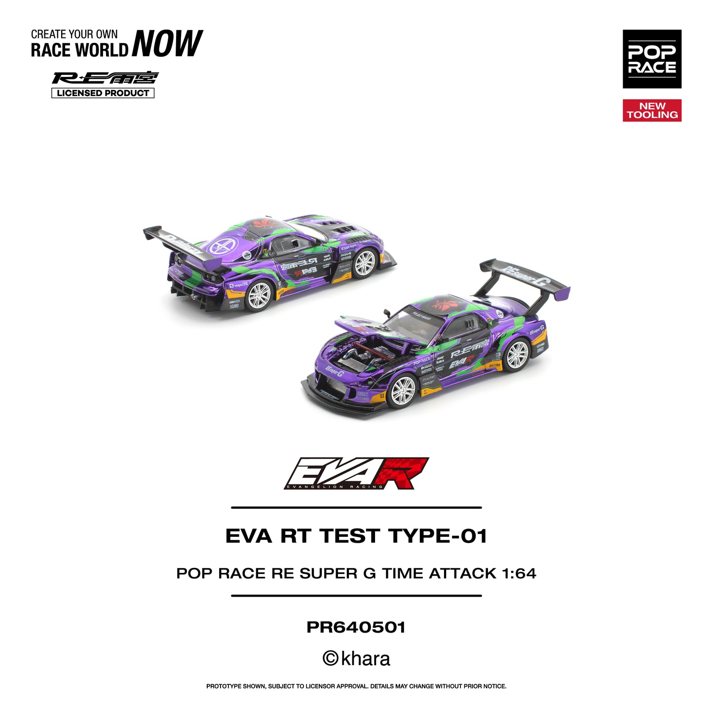 Pop Race EVA RT Test Type-01 RE Super G Time Attack 1:64 Diecast Model 640501
