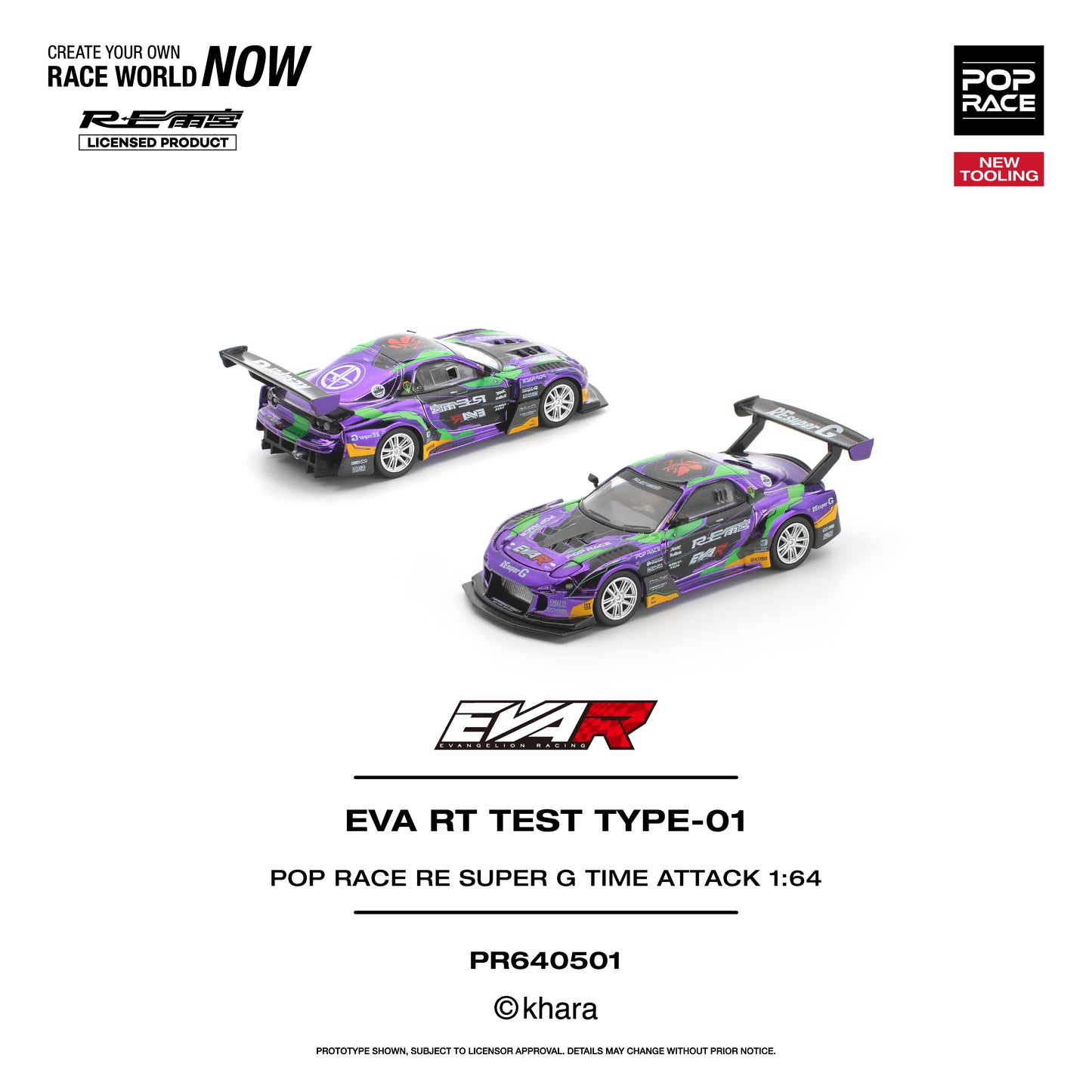 Pop Race EVA RT Test Type-01 RE Super G Time Attack 1:64 Diecast Model 640501