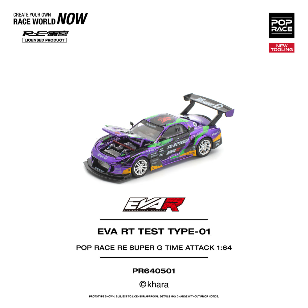 Pop Race EVA RT Test Type-01 RE Super G Time Attack 1:64 Diecast Model 640501