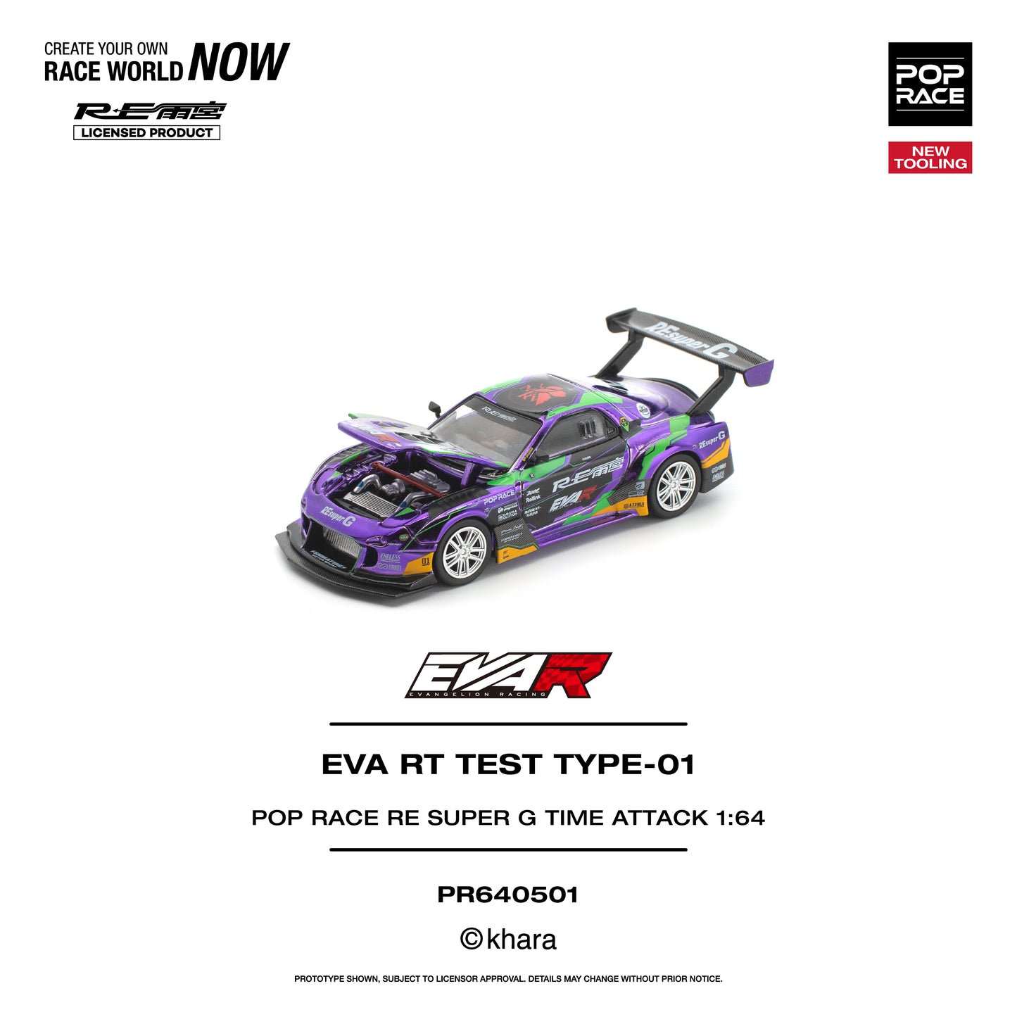 Pop Race EVA RT Test Type-01 RE Super G Time Attack 1:64 Diecast Model 640501
