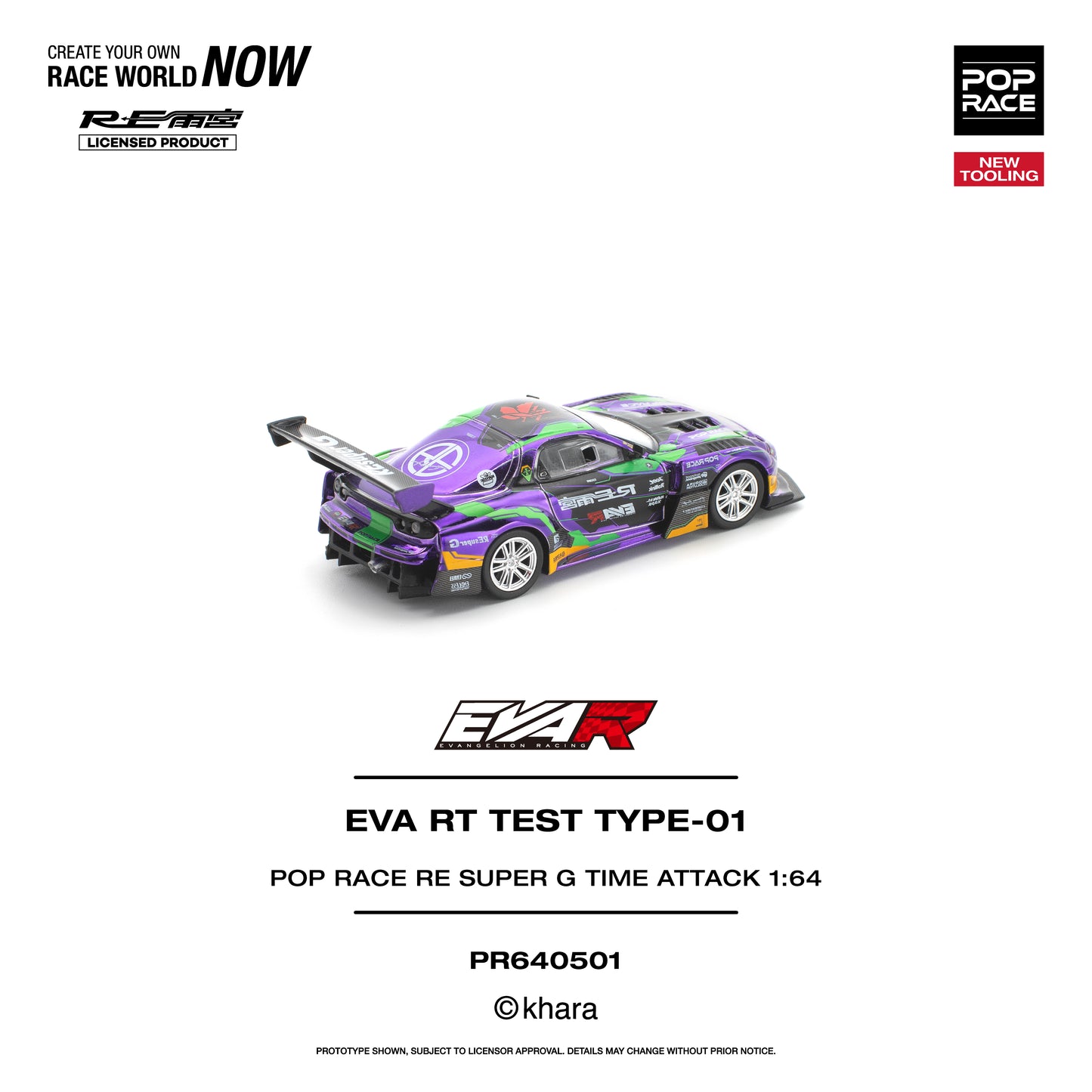 Pop Race EVA RT Test Type-01 RE Super G Time Attack 1:64 Diecast Model 640501