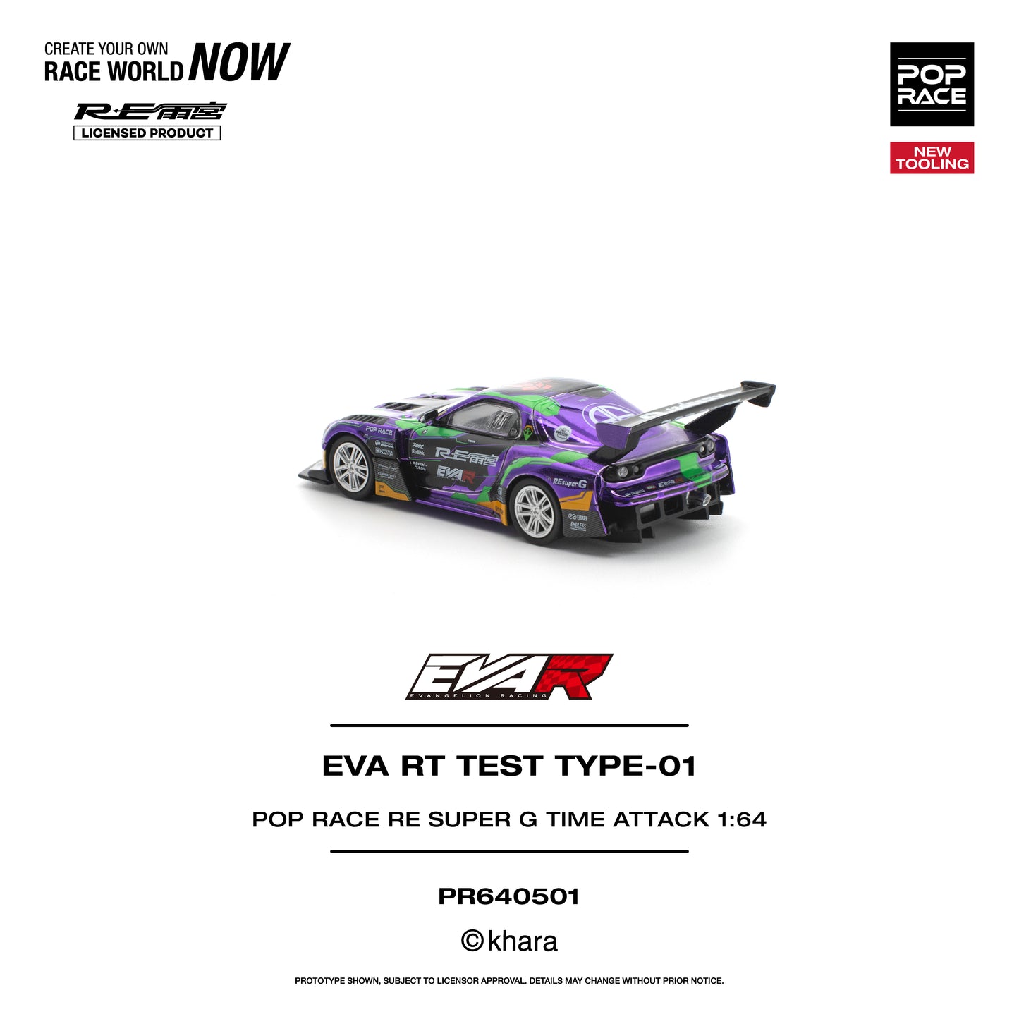 Pop Race EVA RT Test Type-01 RE Super G Time Attack 1:64 Diecast Model 640501