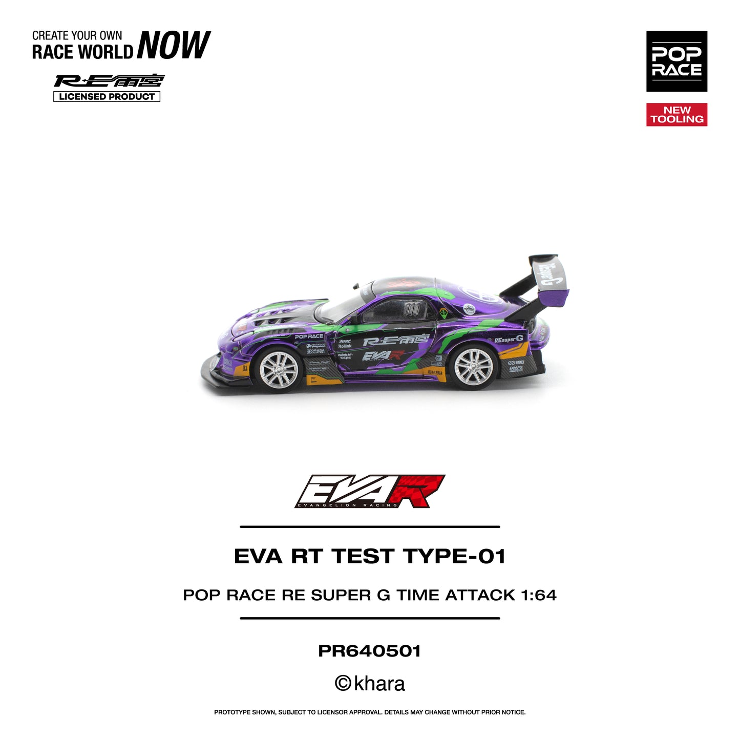 Pop Race EVA RT Test Type-01 RE Super G Time Attack 1:64 Diecast Model 640501
