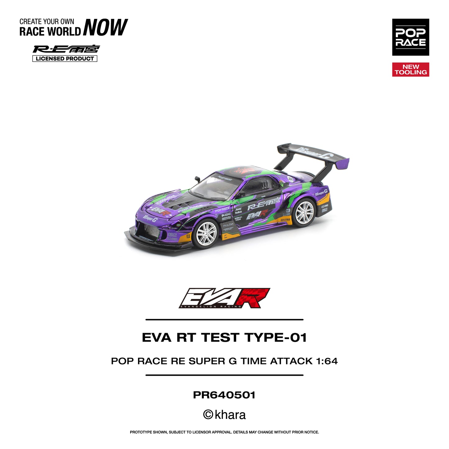 Pop Race EVA RT Test Type-01 RE Super G Time Attack 1:64 Diecast Model 640501