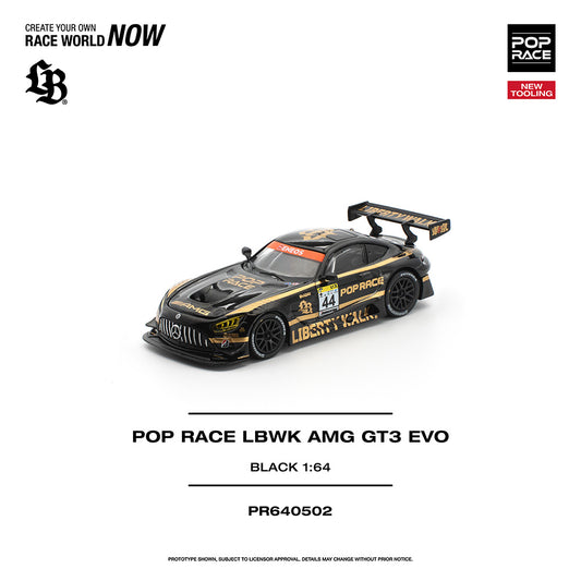 Pop Race LBWK AMG GT3 EVO Gold/Black 1:64 Diecast Car 640502