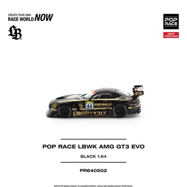 Pop Race LBWK AMG GT3 EVO Gold/Black 1:64 Diecast Car 640502