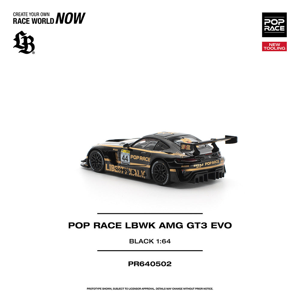 Pop Race LBWK AMG GT3 EVO Gold/Black 1:64 Diecast Car 640502