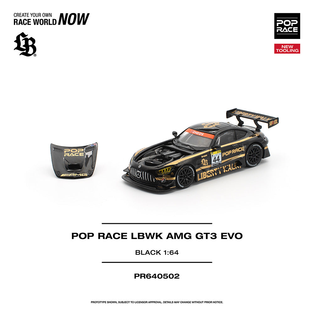 Pop Race LBWK AMG GT3 EVO Gold/Black 1:64 Diecast Car 640502