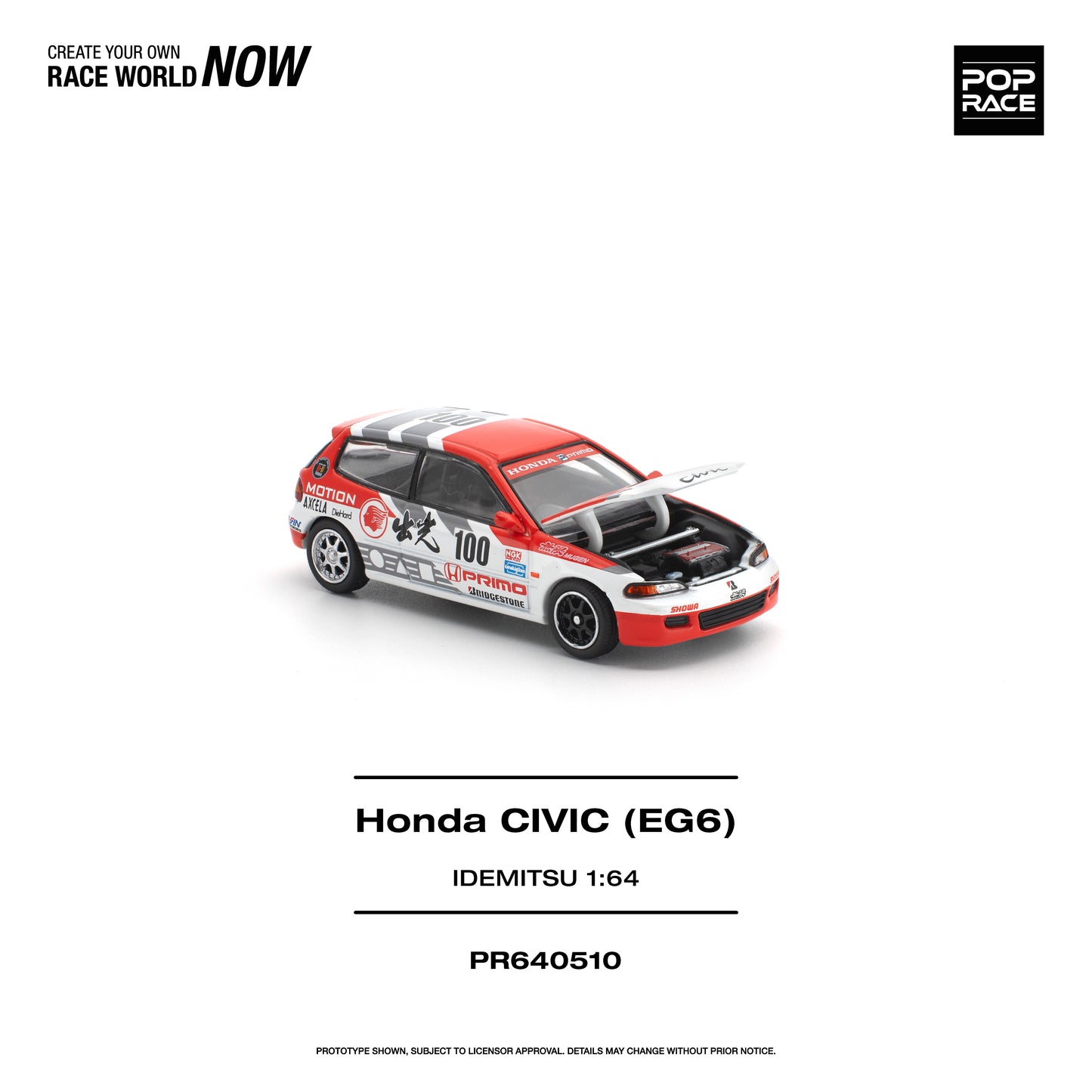 Pop Race Honda Civic (EG6) Idemitsu Motion Infinite 1:64 Diecast Model 640510
