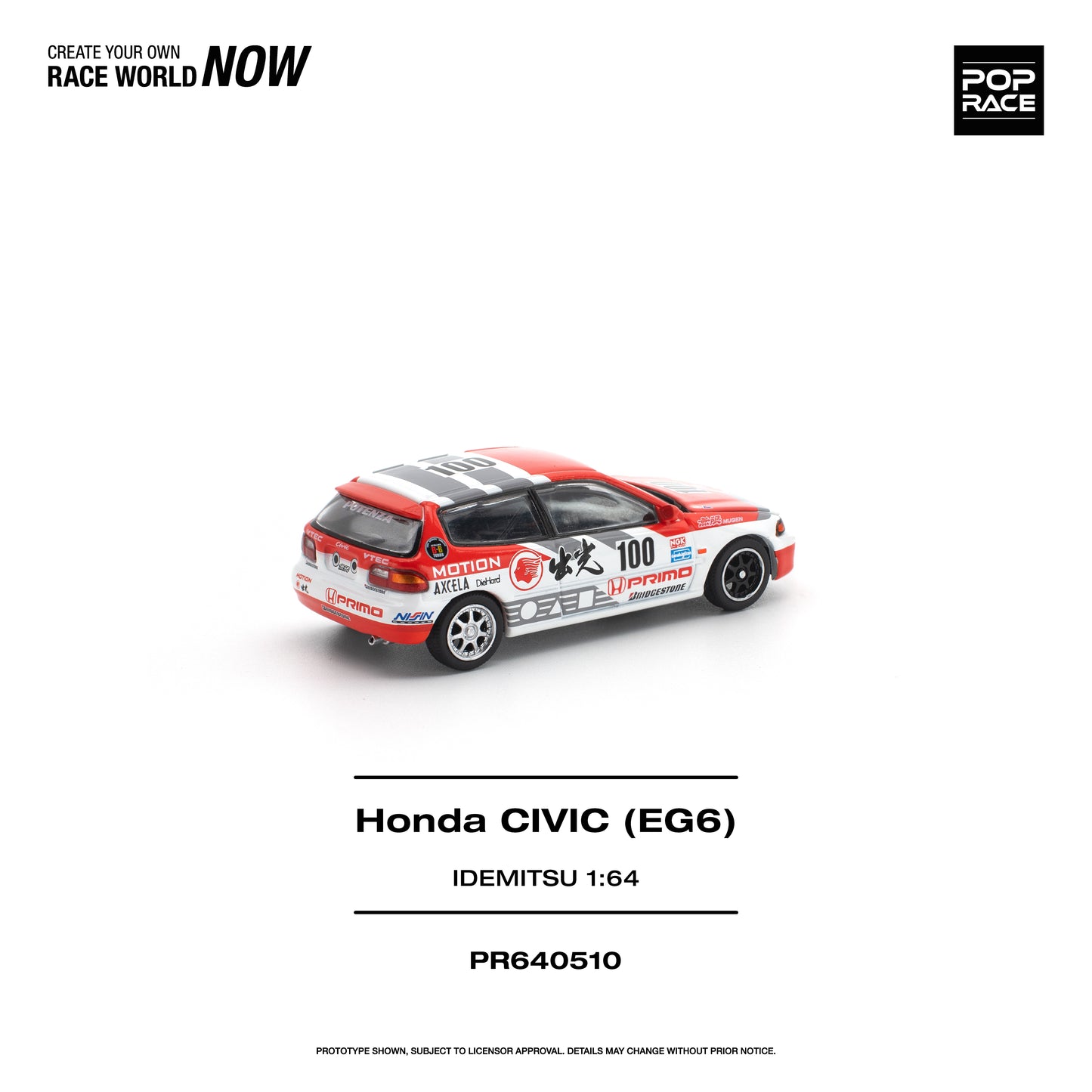 Pop Race Honda Civic (EG6) Idemitsu Motion Infinite 1:64 Diecast Model 640510