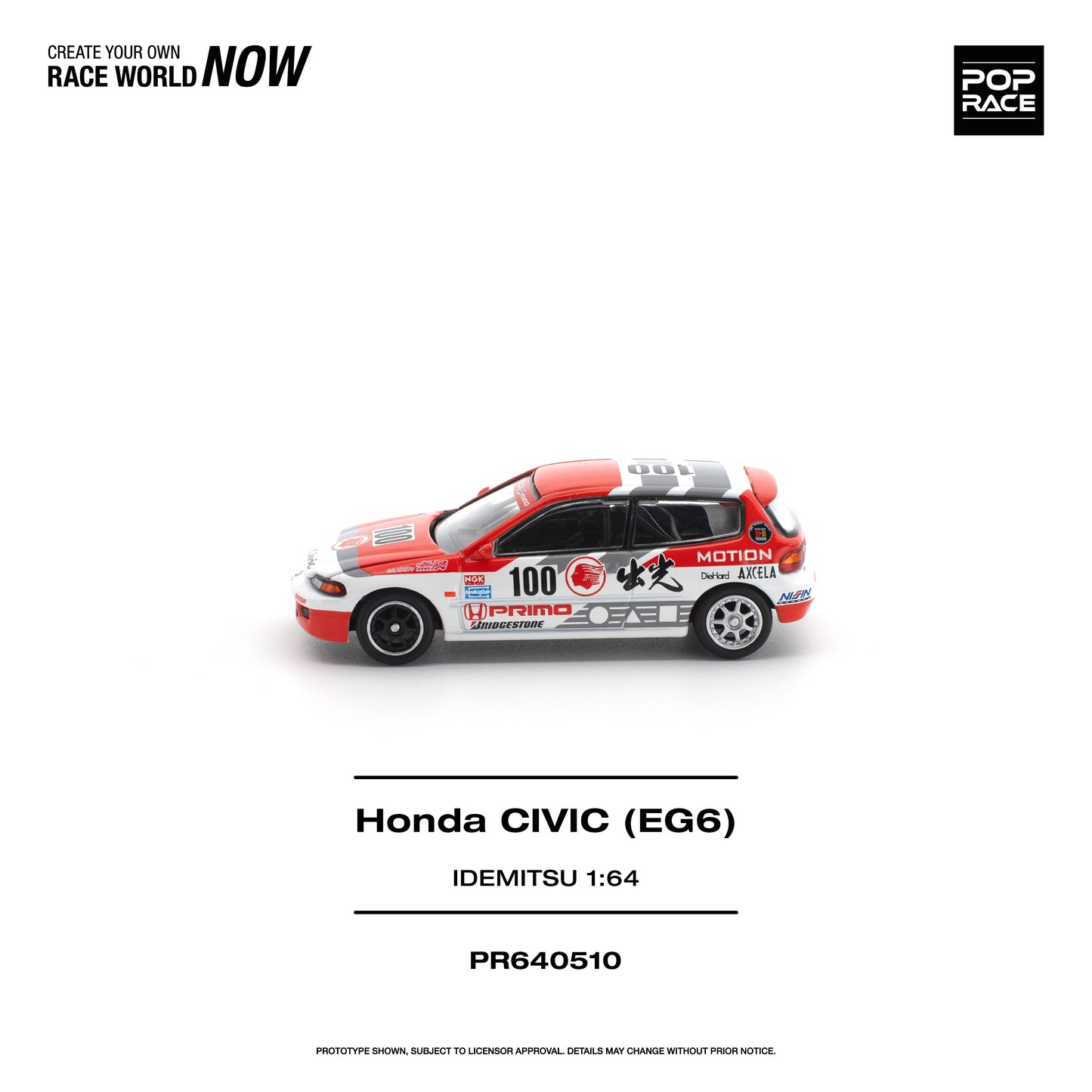 Pop Race Honda Civic (EG6) Idemitsu Motion Infinite 1:64 Diecast Model 640510
