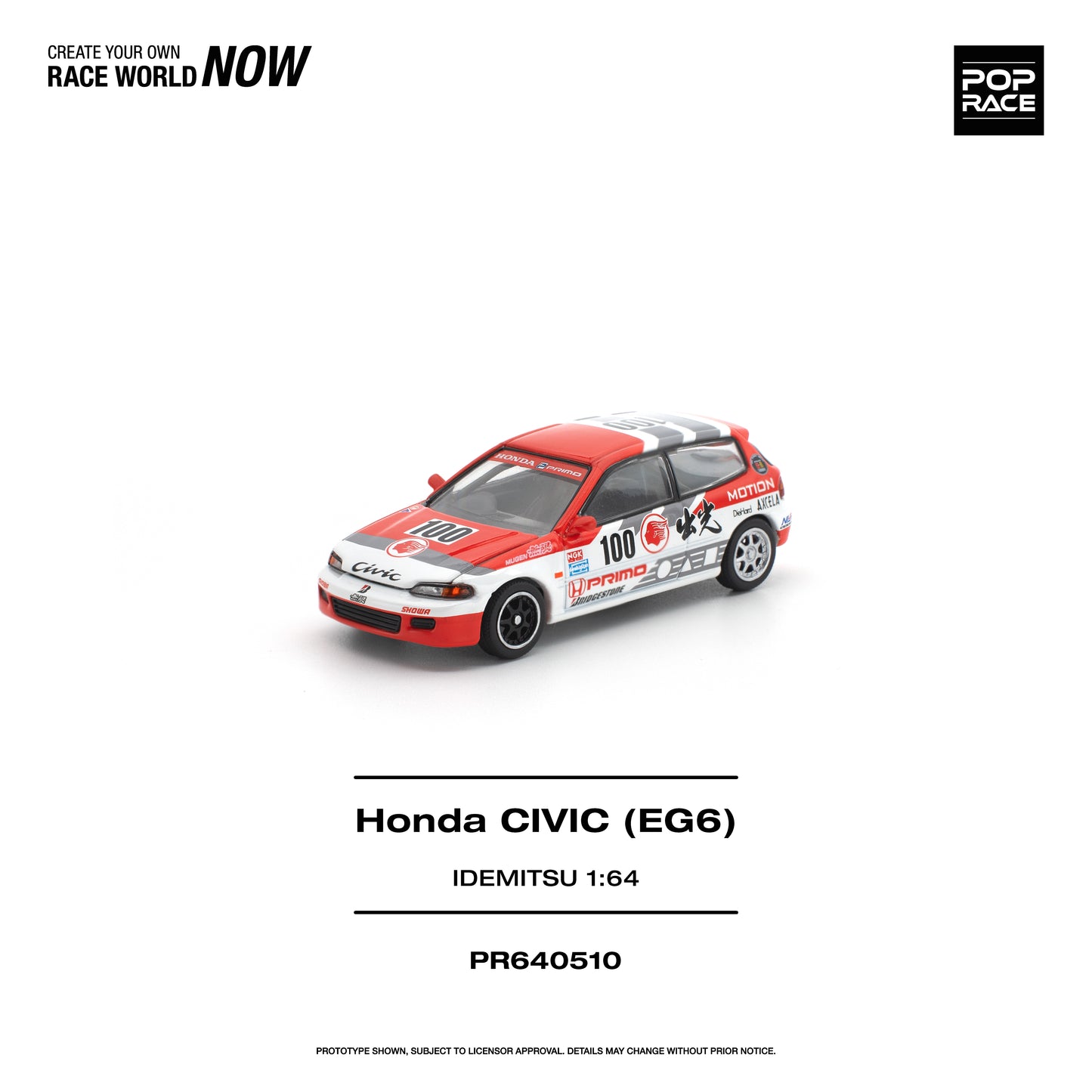 Pop Race Honda Civic (EG6) Idemitsu Motion Infinite 1:64 Diecast Model 640510
