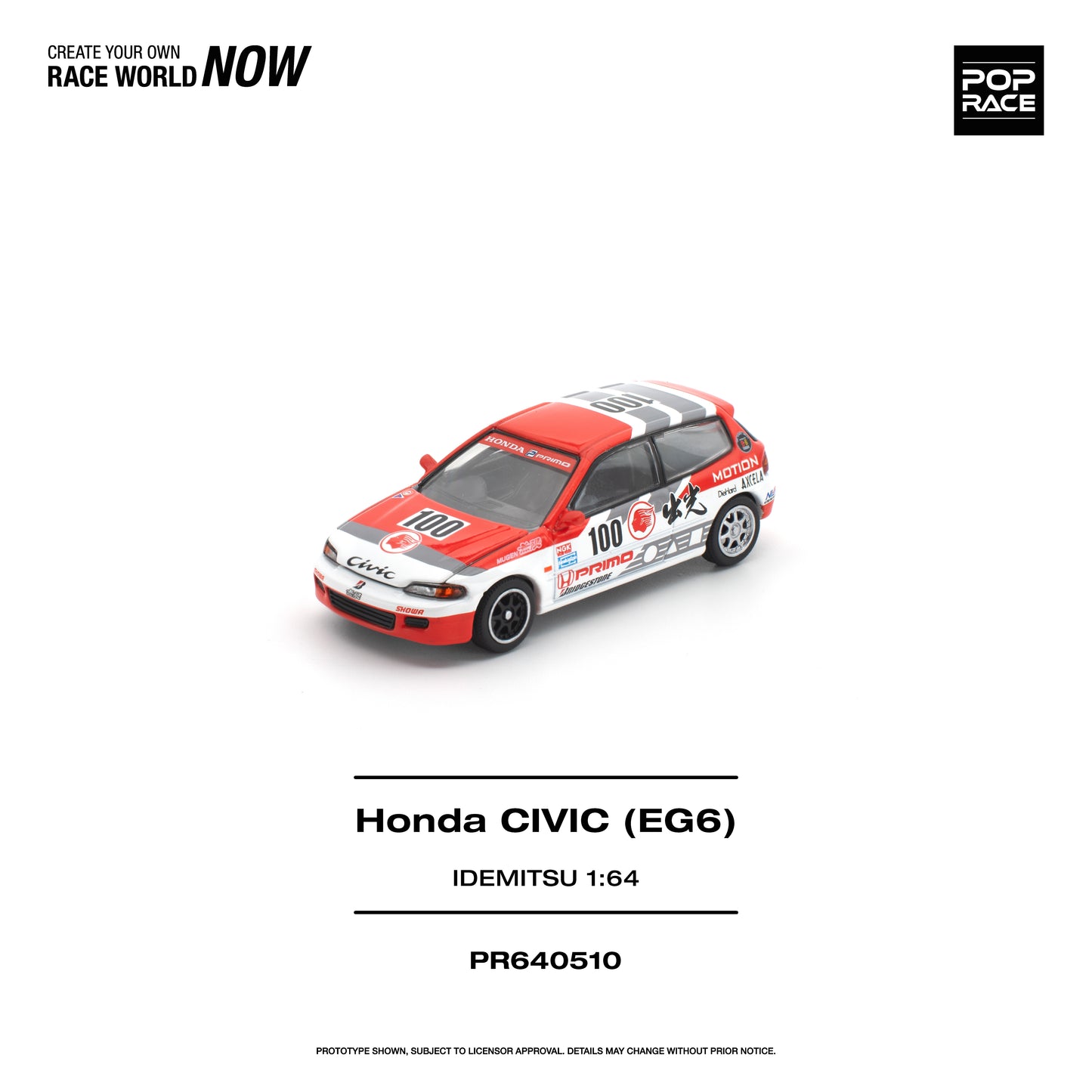 Pop Race Honda Civic (EG6) Idemitsu Motion Infinite 1:64 Diecast Model 640510