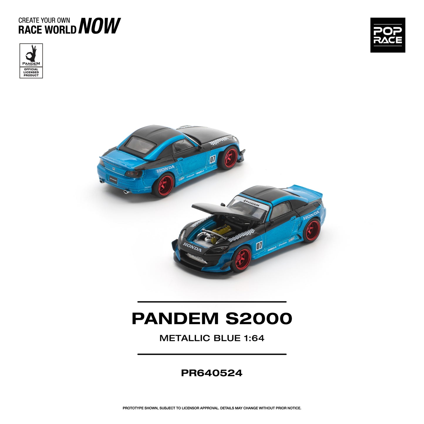 Pop Race Pandem S2000 Metallic Blue 1:64 Diecast Model 640524