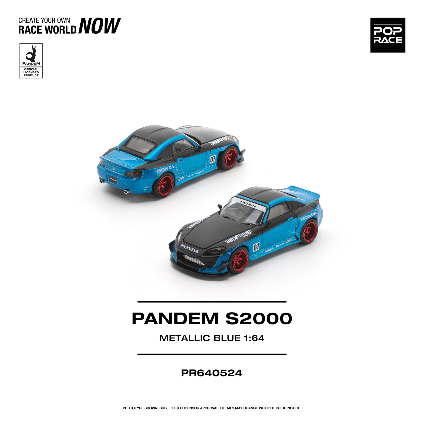 Pop Race Pandem S2000 Metallic Blue 1:64 Diecast Model 640524