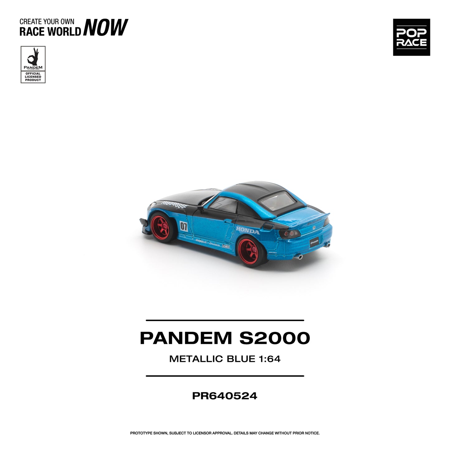 Pop Race Pandem S2000 Metallic Blue 1:64 Diecast Model 640524