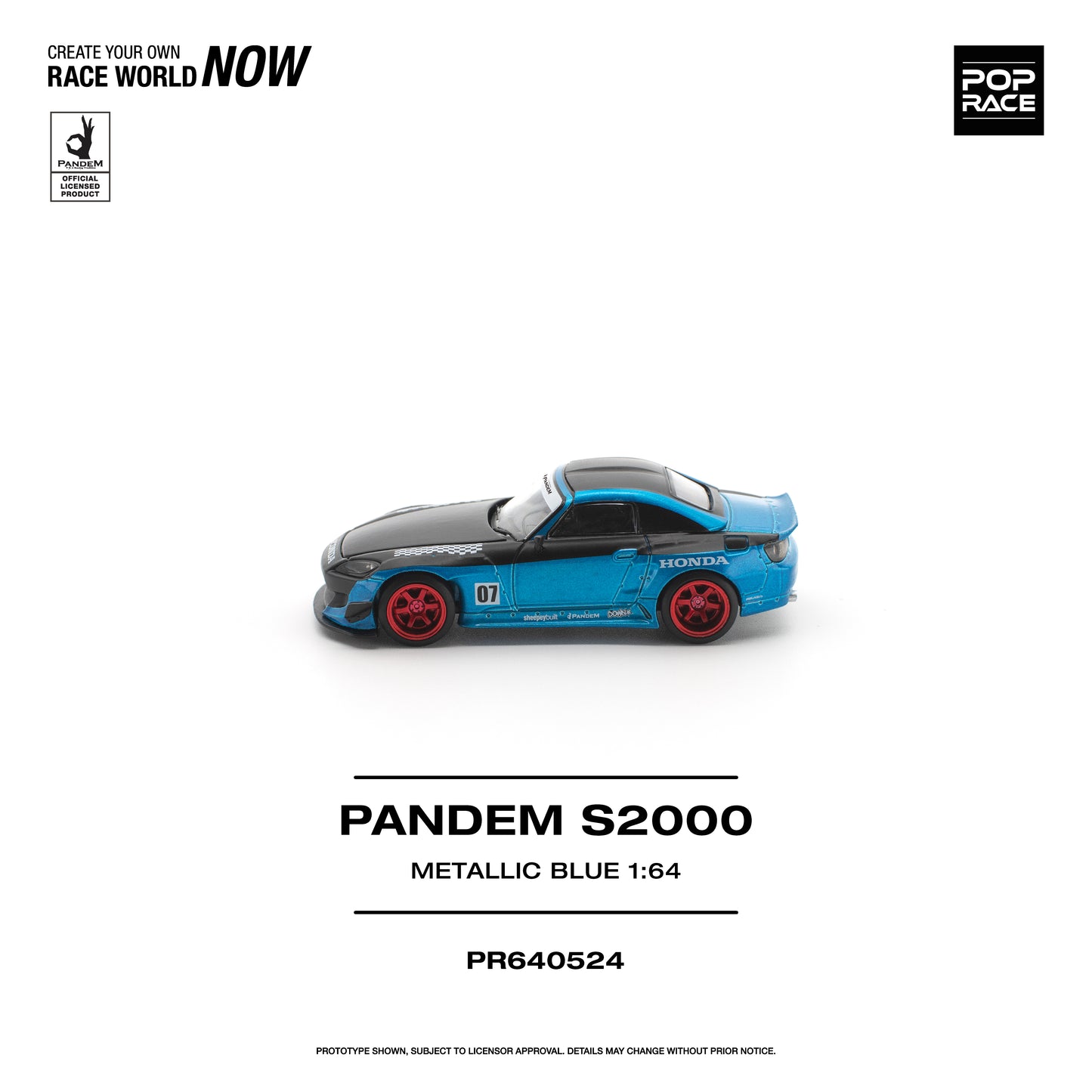Pop Race Pandem S2000 Metallic Blue 1:64 Diecast Model 640524