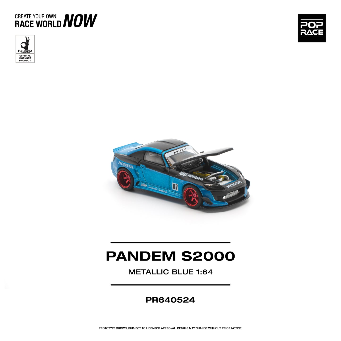 Pop Race Pandem S2000 Metallic Blue 1:64 Diecast Model 640524