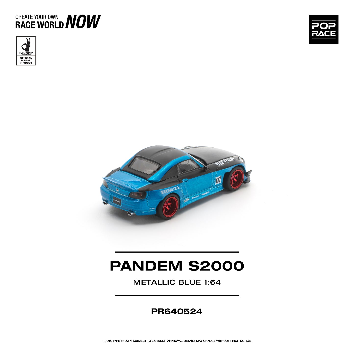 Pop Race Pandem S2000 Metallic Blue 1:64 Diecast Model 640524