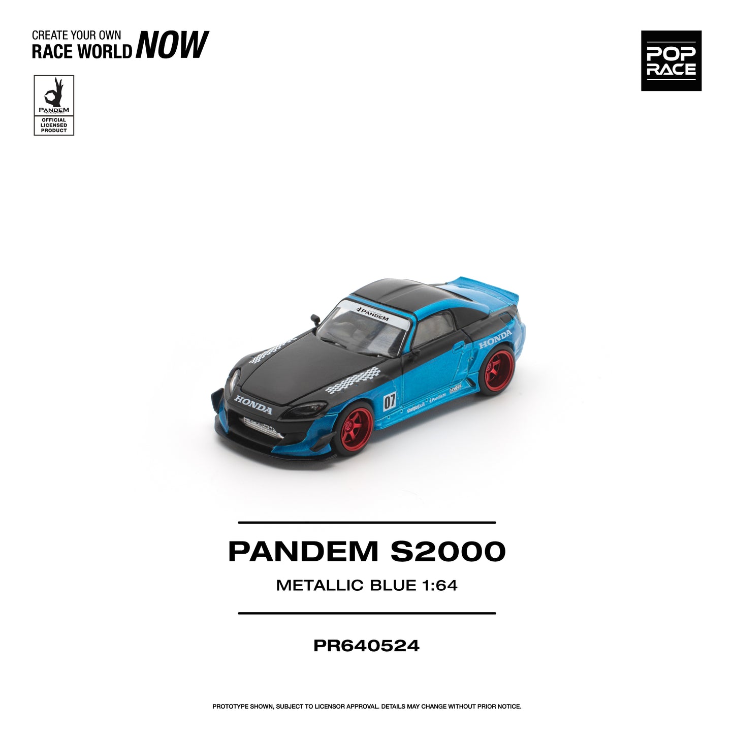 Pop Race Pandem S2000 Metallic Blue 1:64 Diecast Model 640524