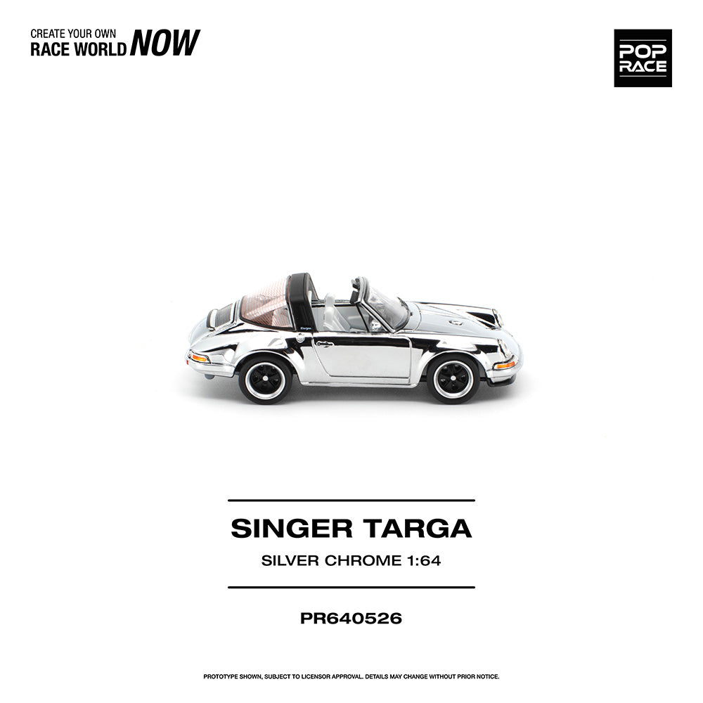 Pop Race Singer Targa Silver Chrome 1:64 Diecast Car 640526