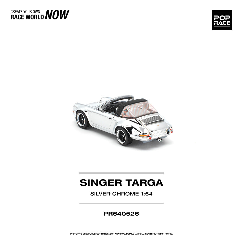 Pop Race Singer Targa Silver Chrome 1:64 Diecast Car 640526