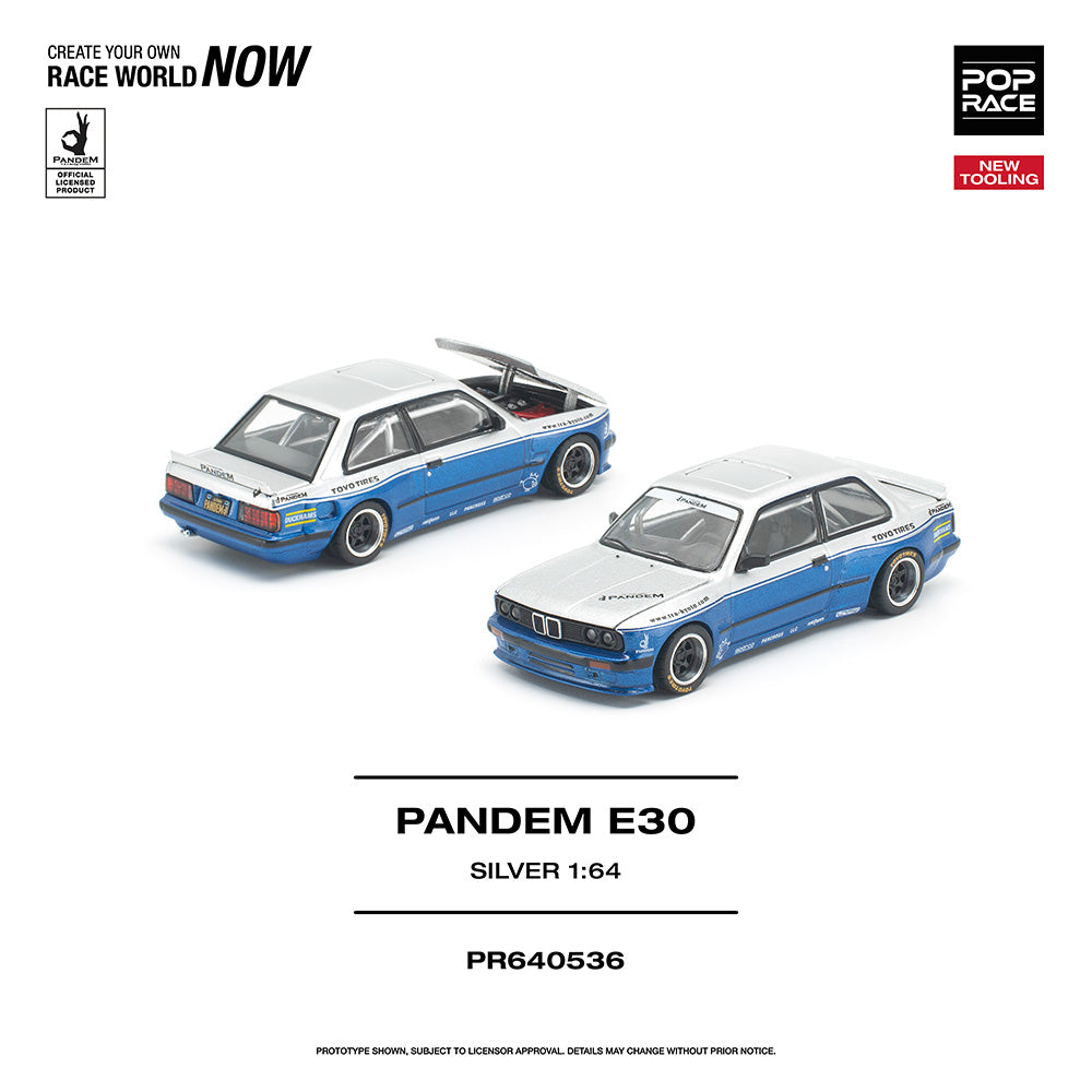 Pop Race Pandem E30 Silver 1:64 Diecast Car 640536