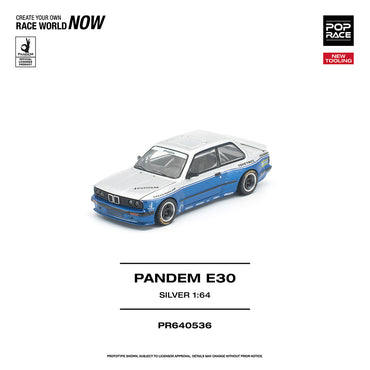 Pop Race Pandem E30 Silver 1:64 Diecast Car 640536