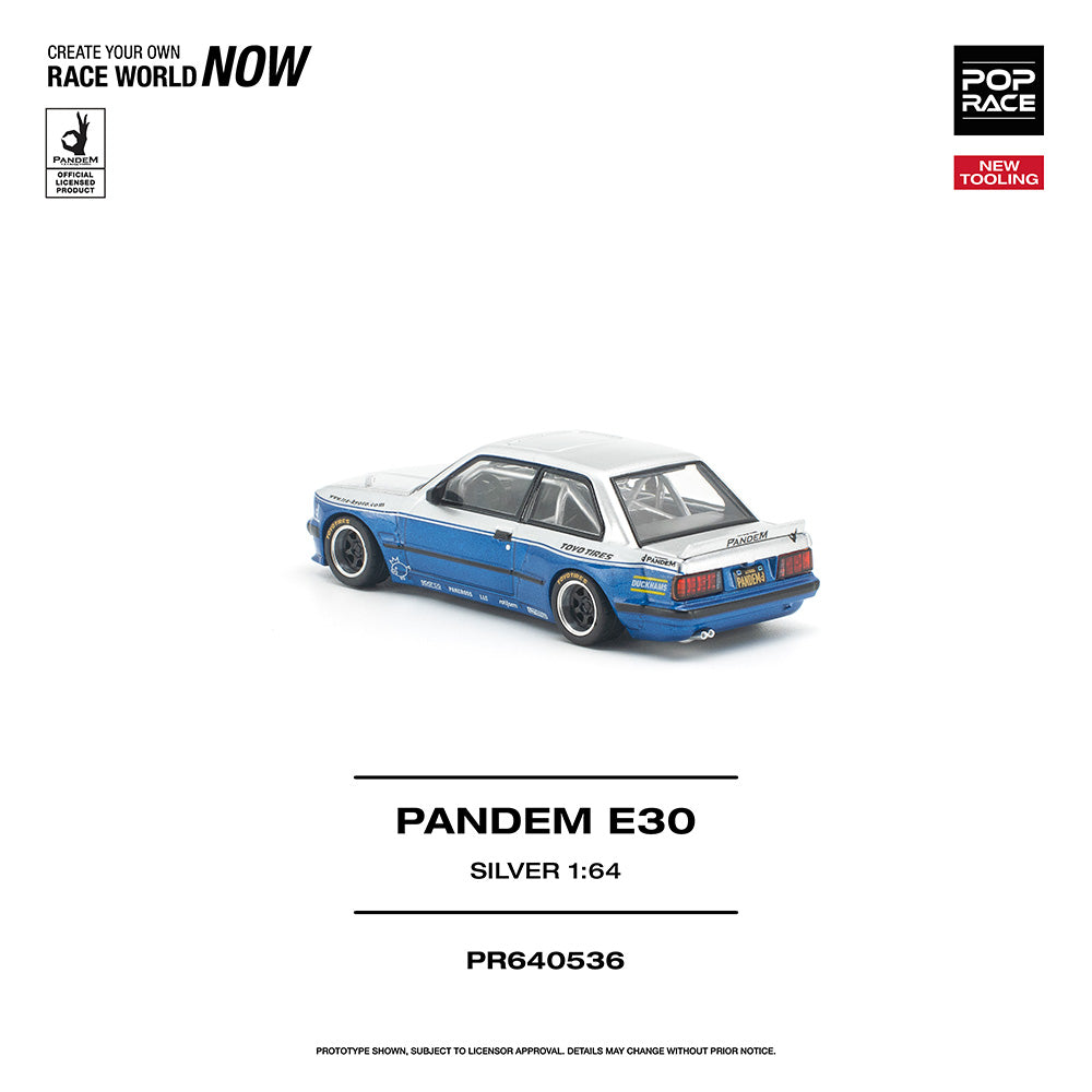 Pop Race Pandem E30 Silver 1:64 Diecast Car 640536