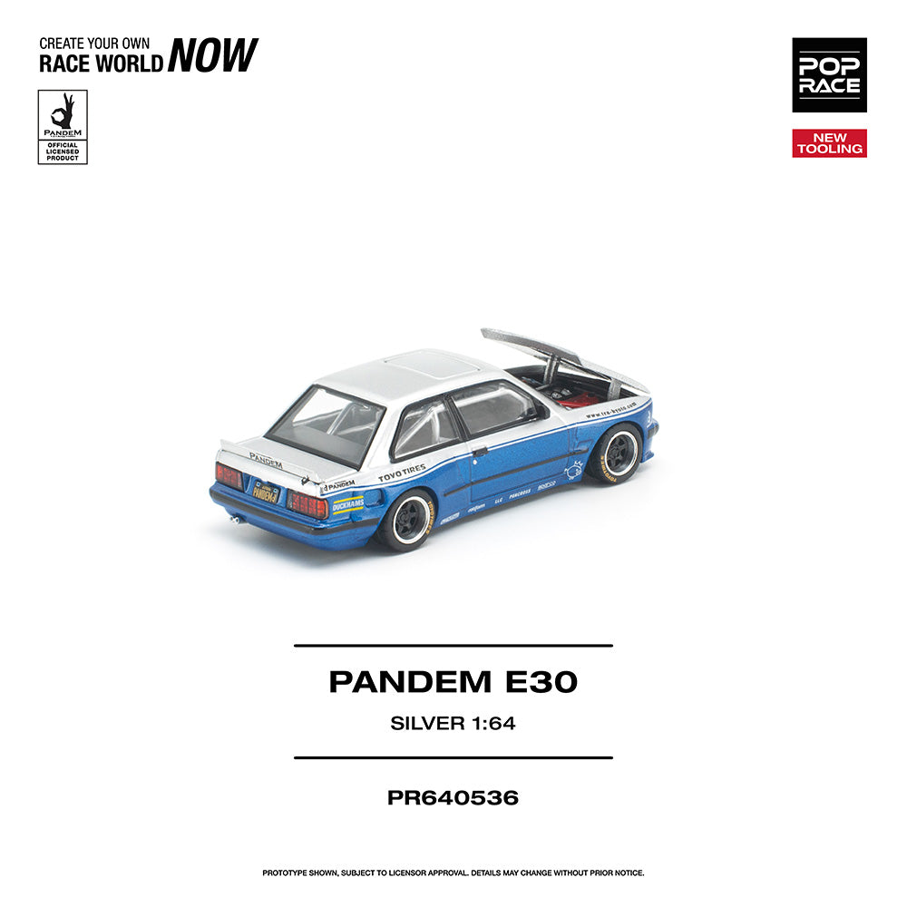 Pop Race Pandem E30 Silver 1:64 Diecast Car 640536