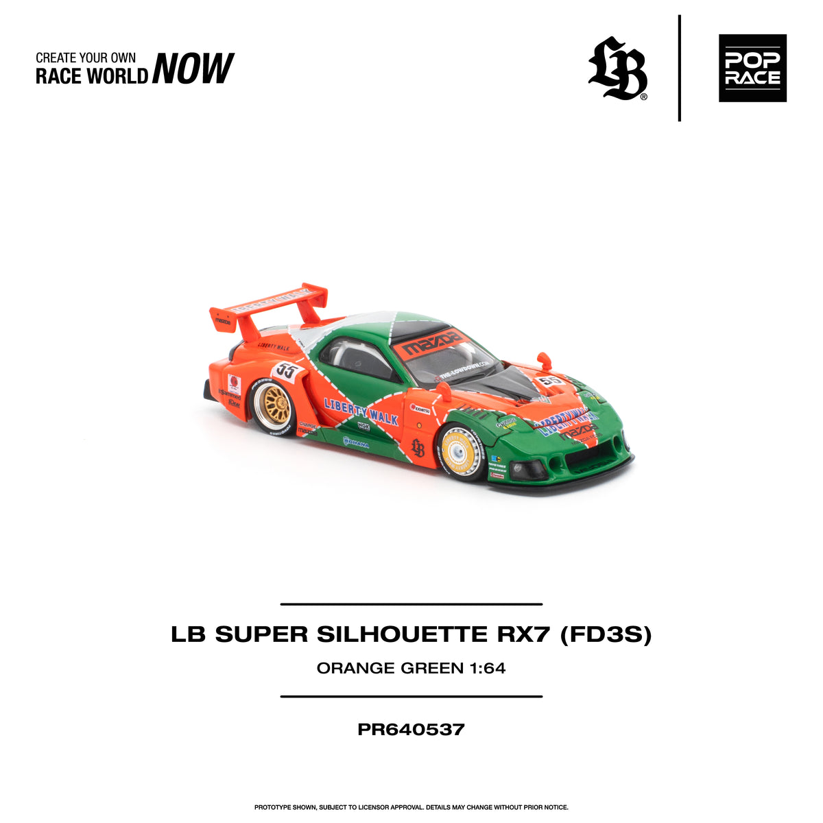 Pop Race LB Super Silhouette RX7 (FD3S) 1:64 Diecast Model PR640537