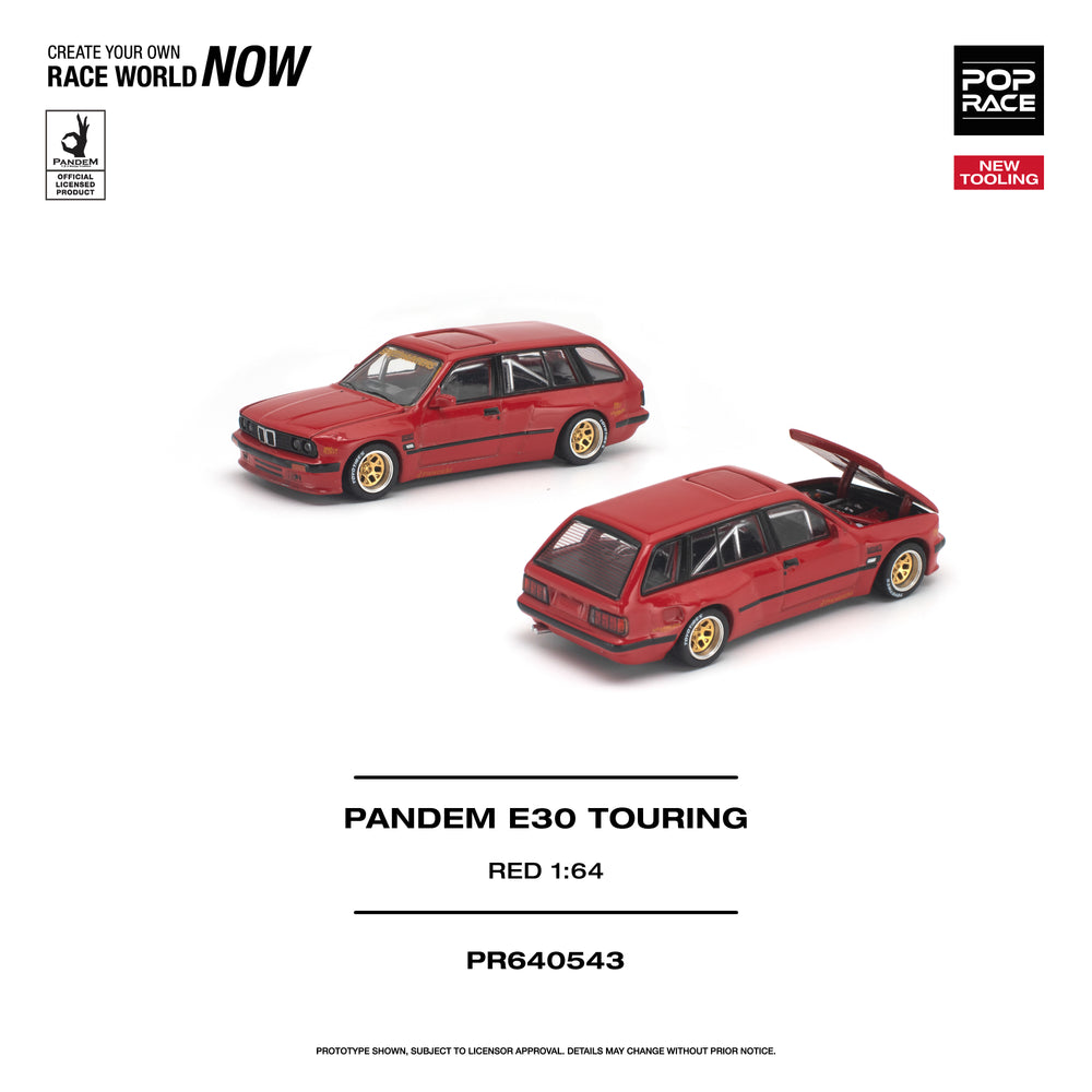 Pop Race Pandem E30 Touring - Red 1:64 Diecast Model 640543